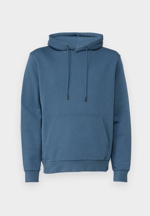Kapuzensweatshirt in Blau, mit einer Vordertasche, Kordelzügen, gerippten Bündchen und Saum. Hergestellt aus weichem, strukturiertem Stoff.