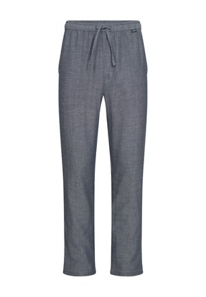 Herre loungedragter i meleret mørkegrå stof. Har en elastisktalje med snøre og lige ben design.