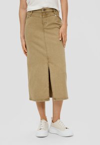 s.Oliver MIT WASCH-EFFEKTEN - Kokerrok - sandfarben