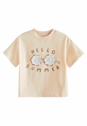 T-shirt med print - beige
