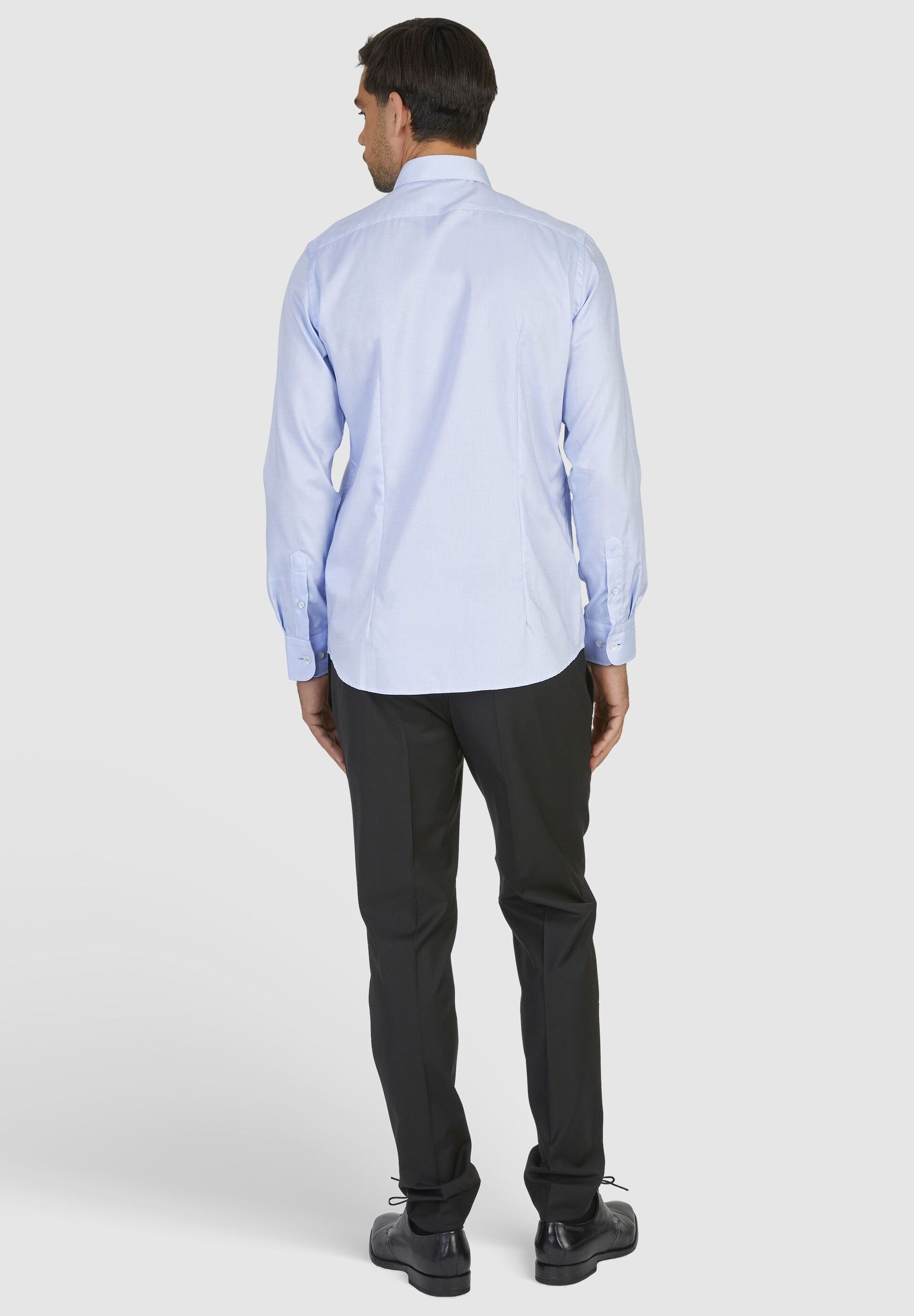 Chemise Homme Daniel Hechter – Coupe Ajustée, Rayures Bleues, 100% Coton, Manches Longues (44.5cm), Neuve