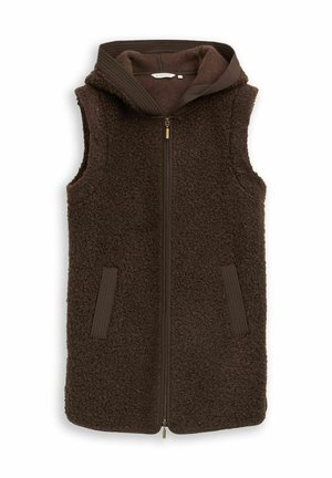 TOM TAILOR, TOM TAILOR STRICK & SWEATSHIRTS LONGSTYLE TEDDY WESTE - Weste - java dark brown