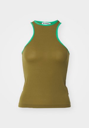 STRETCHY HALTER - Tops - olive green