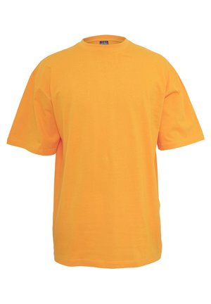Orange bomulds t-shirt med rund halsudskæring, korte ærmer og en afslappet pasform. Ingen mønstre eller detaljer. Glat tekstur.