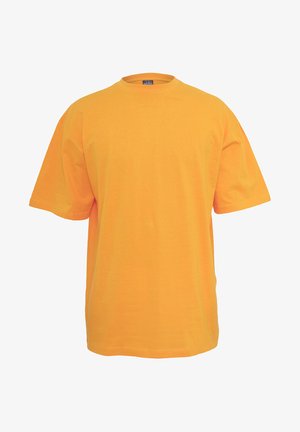 Orange bomulds t-shirt med rund halsudskæring, korte ærmer og en afslappet pasform. Ingen mønstre eller detaljer. Glat tekstur.