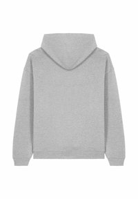 Szary sweatshirt z kieszenią z przodu, długimi rękawami, kapturem ze sznurkiem oraz prążkowanymi mankietami i dołem. Miękka tkanina o gładkiej fakturze.
