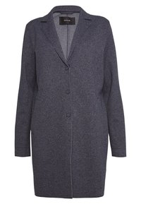 Tumma harmaa takki, joka on valmistettu teksturoidusta kankaasta. Takissa on notch-kaulus, nappikiinnitys ja kaksi sivutaskua. Yksinkertainen ja suora siluetti.