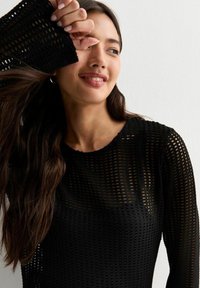 New Look LONG SLEEVE - Stickad klänning - black