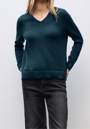 Striktrøje - mottled teal