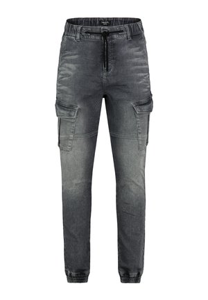 MIT KORDELZUG UND CARGOTASCHEN - Relaxed fit jeans - grau
