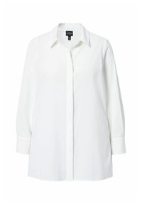 Camicia bianca a maniche lunghe con colletto classico, chiusura a bottoni sul davanti e una texture liscia. Include polsini con una leggera piega per un fitting rilassato.