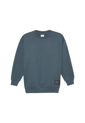 MIT BÜNDCHEN UND LOGO-PATCH - Sweatshirt - schiefergrau