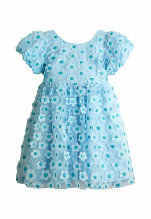 REGULAR FIT - SEQUIN APPLIQUÉ FLOWER PUFF SLEEVE  - Vestido de cóctel - light blue