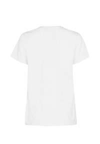 Hvid bomulds-T-shirt med klassisk rund hals og korte ærmer. Ingen mønstre eller grafik, glat tekstur og afslappet pasform.