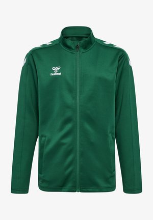 Športna jopa s kapuco na zadrgo - evergreen