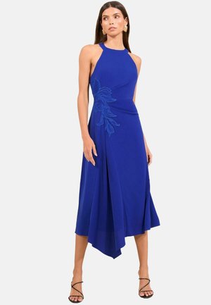 APPLIQUE FLOWER TRIM FIT AND FLARE MIDI - Cocktail dress / Party dress - blue