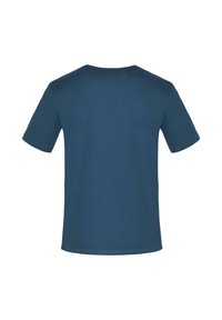 Rundhals-T-Shirt mit kurzen Ärmeln in dunkelblau, aus weichem Baumwollstoff mit glatter Textur, im Standardschnitt und ohne Muster.