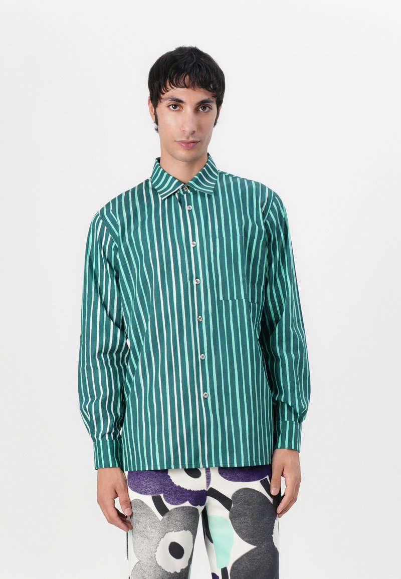 Marimekko JOKAPOIKA UNISEX - Camicia - dark green/turquoise/white