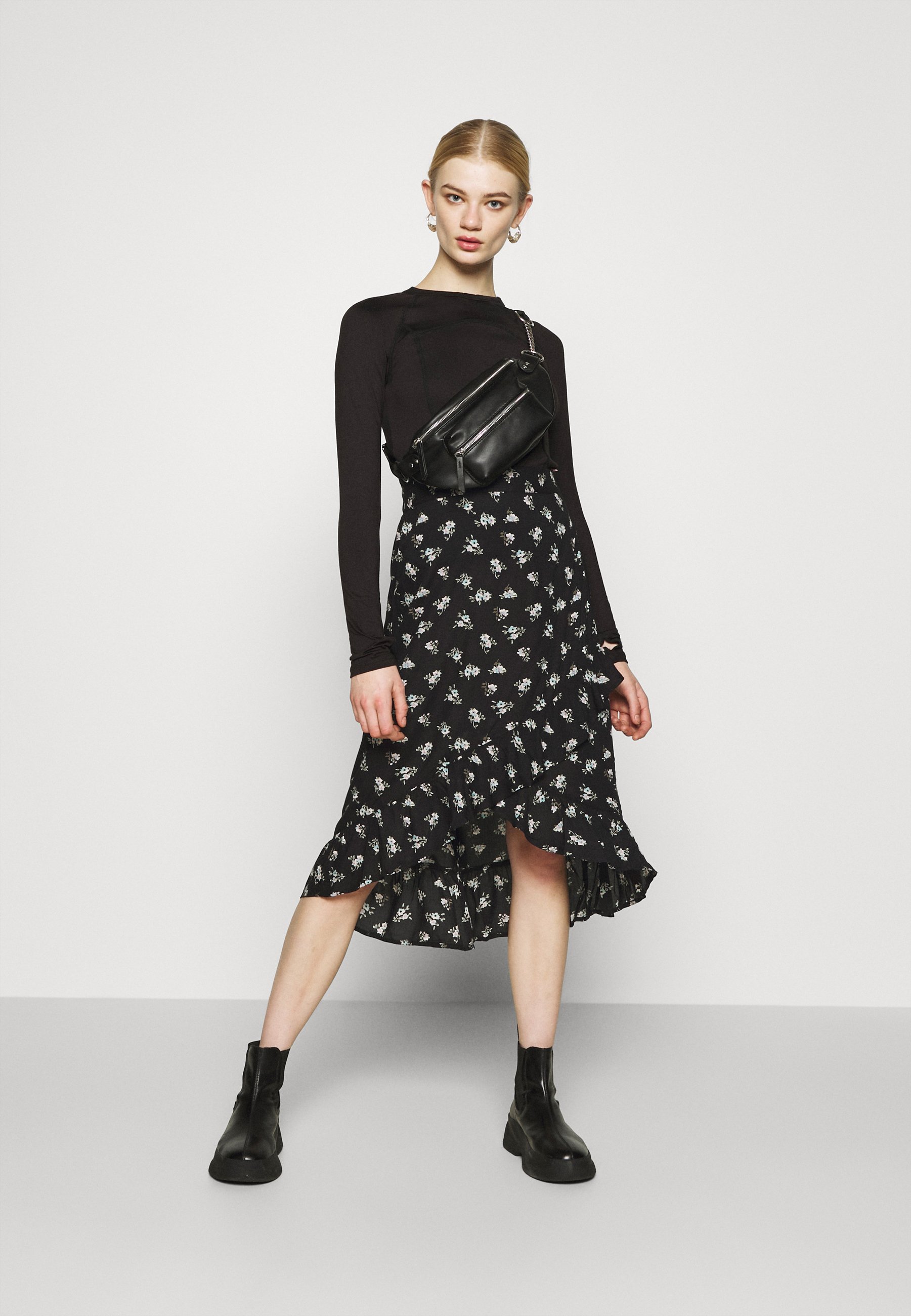 midi wrap skirt polka dot