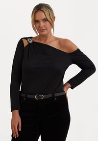 Lauren Ralph Lauren Woman EMBELLISHED JERSEY ONE-SHOULDER TOP - Μπλούζα με μακριά μανίκια - black