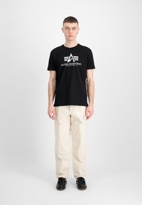 Alpha Industries Marškinėliai su spaudiniu - black   silver