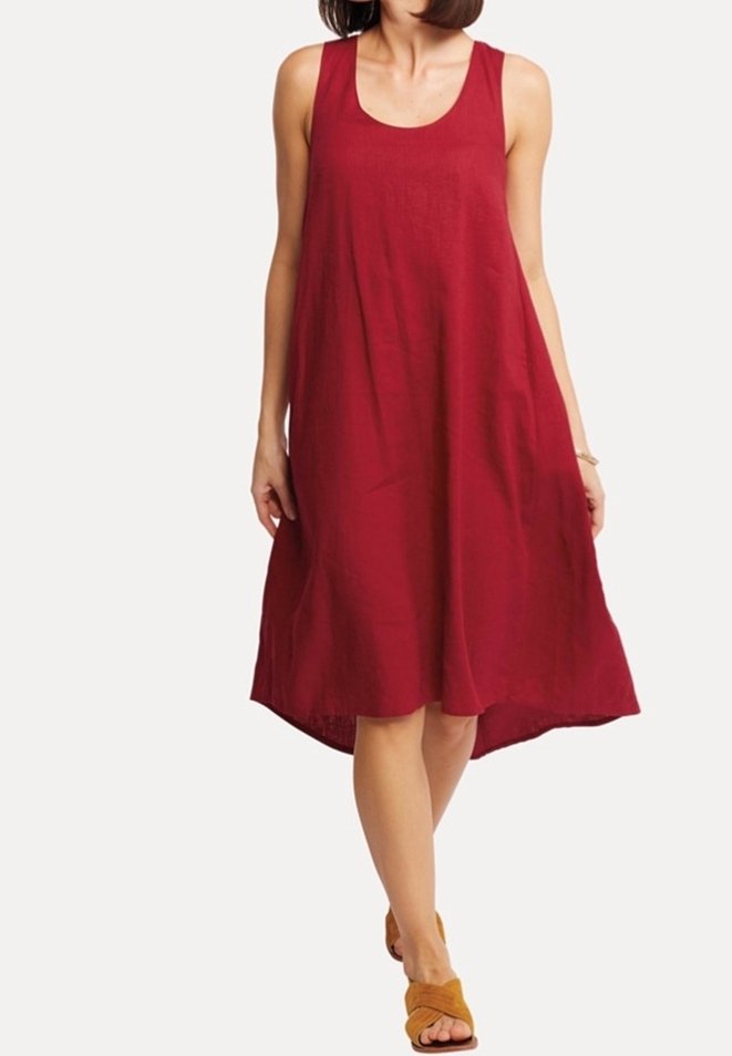knee length dresses for ladies Linen Maternity Dress Barbara with 3/4 Sleeves in Grey XL / Midnight Blue main image 0