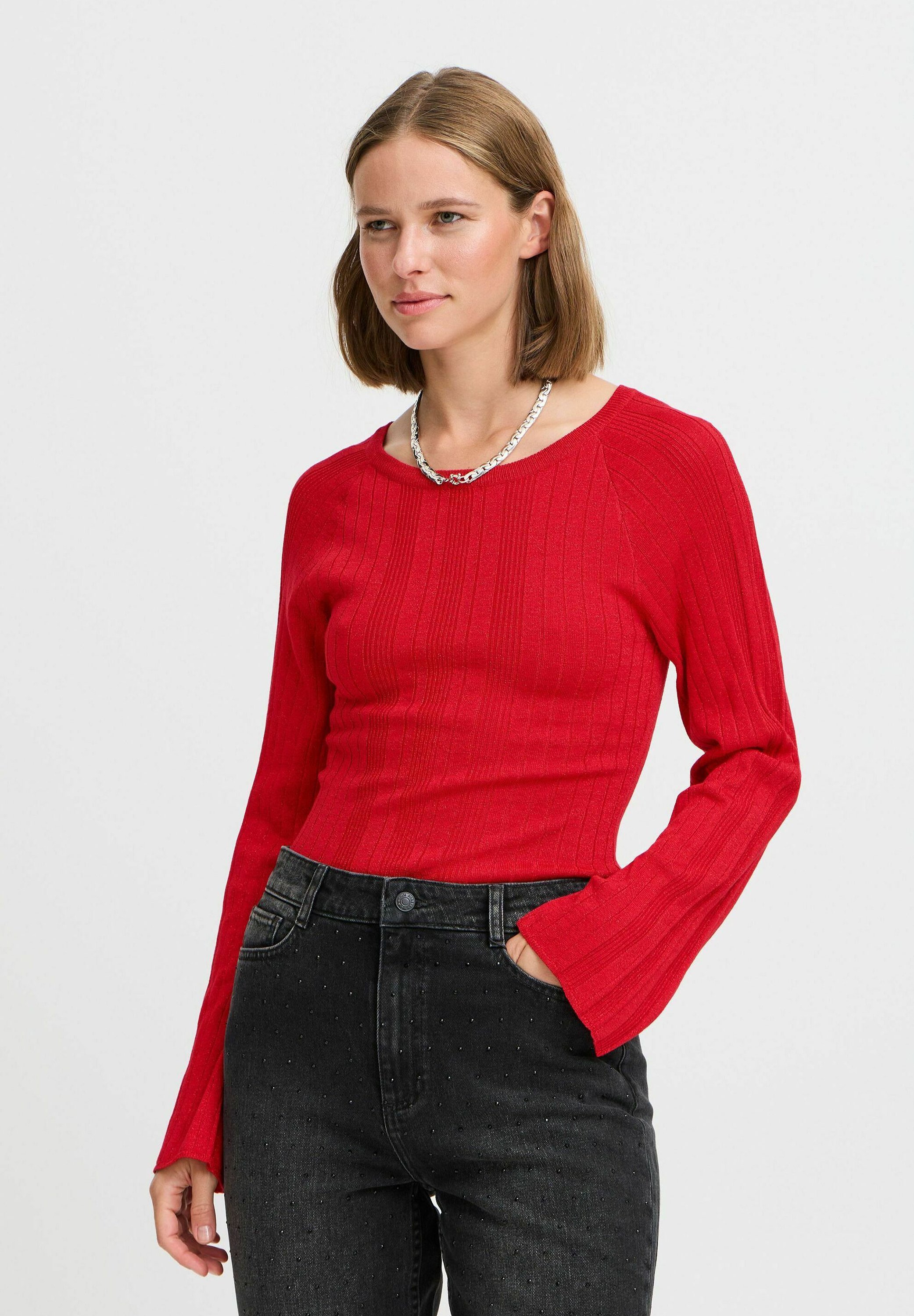売れ筋商品|||ビーヤング ニット&セーター レディース アウター BYMOBBE RAGLAN JUMPER - Jumper - haute red mix ビーヤング レディース ニット&セーター アウター BYMOBBE