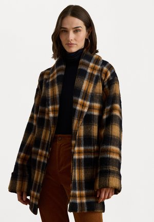 DARDA PLAID WOOL BLEND SHAWL COLLAR WRAP COAT - Mantel - navy/cinnamon multi