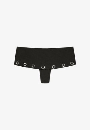 Bershka, EYELET RUFFLE BIKINI BOTTOM - Bikinibroekje - black