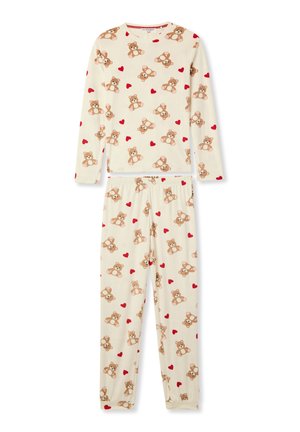 SET CON ORSETTI E CUORI - Pigiama - var bianco lana