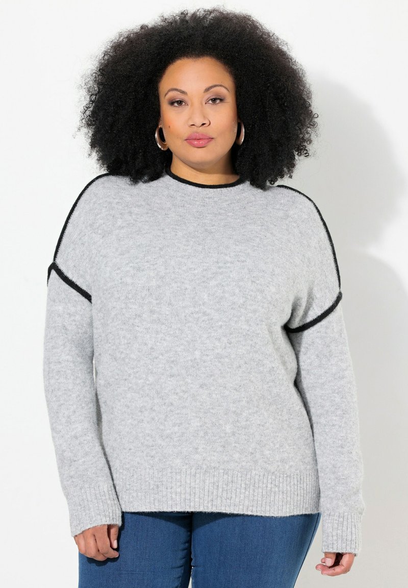 Ulla Popken CONTRAST SEAM LONG SLEEVE TURTLENECK - Maglione - light gray melange