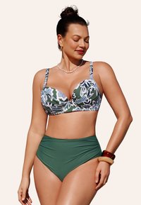 Cupshe FORAL RUCHED HIGH WAIST BIKINI SET - Bikini - green floral