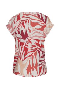 Blusa a maniche corte in un vivace motivo floreale con tonalità di rosso e bianco. Realizzata in tessuto leggero con una vestibilità ampia.