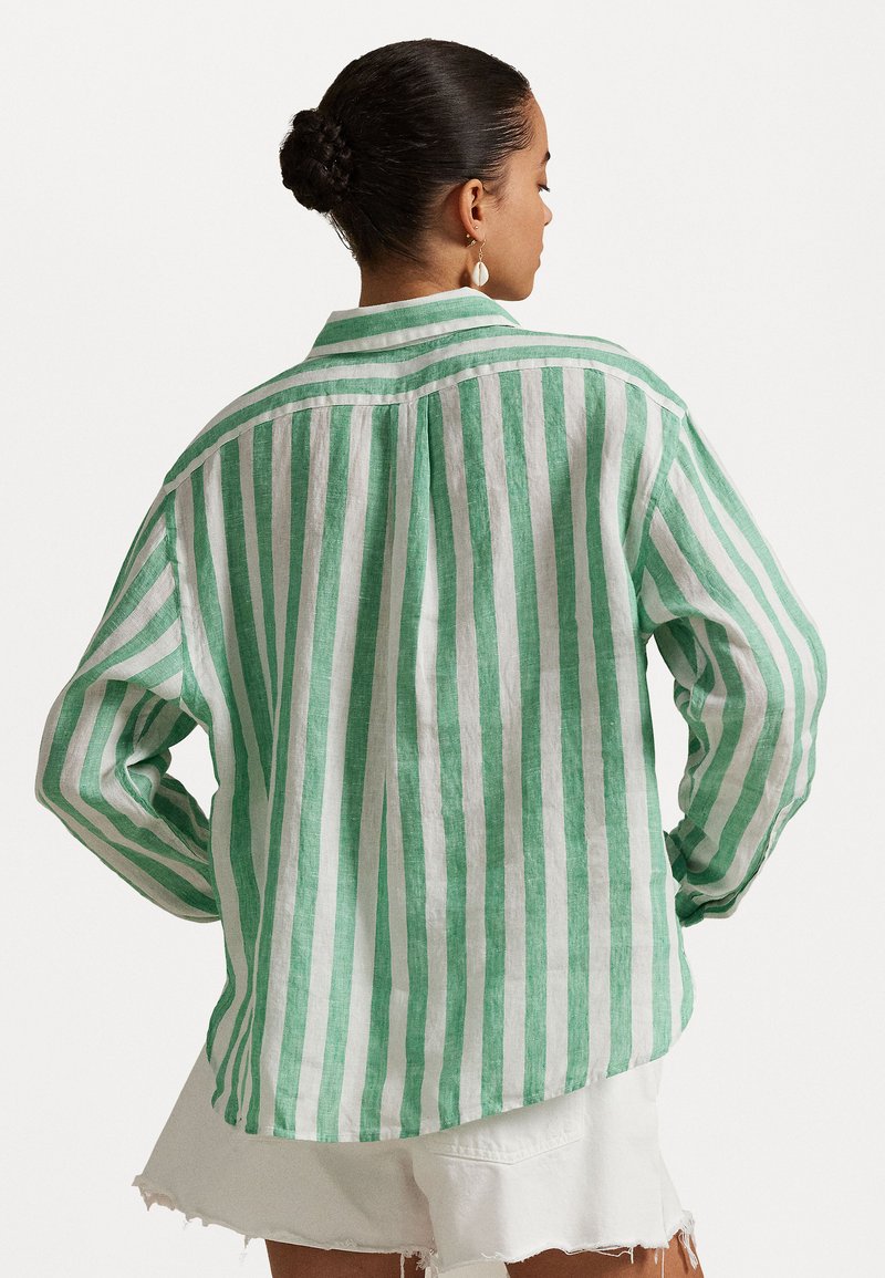 Camicia Donna M&S Maniche Lunghe In Cotone – Righe Verdi, Autografa, Nuova Con Etichette - 2