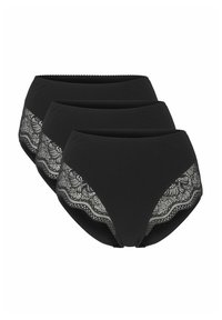 Svarta högmidjade trosor i ett set om tre, med en spetsdetalj längs den övre kanten. Mjuk, slät tygkvalitet med en klassisk design.