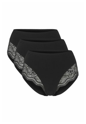 Zwart hoogzichtbare slipjes set van drie, met een kantaccentband langs de bovenrand. Zacht, glad materiaal met een klassieke snit.