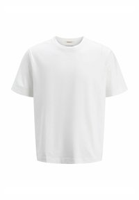 Hvid bomulds t-shirt med korte ærmer, rund halsudskæring og afslappet pasform. Glat tekstur uden mønstre eller designs.