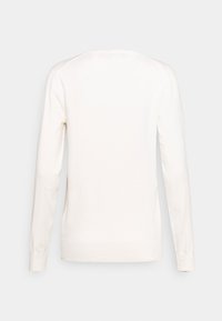 Chemise blanche à manches longues vue de dos, avec un design simple et uni, sans motifs ni logos visibles.