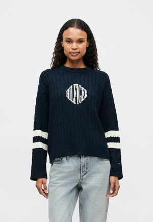 TEXTURED GRAPHIC  - Strickpullover - dark night navy