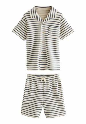 Next SINGLE TEXTURED REGULAR FIT SET - Nattplagg set - neutral navy stripe