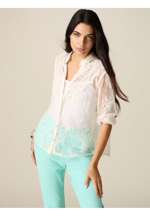 RICAMATA SEE-THROUGH - Hemdbluse - bianco