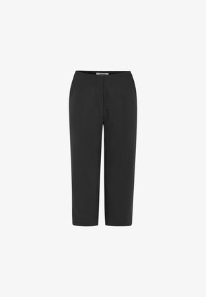 Sorte, avkortede skreddersydde bukser med glidelås foran, rette ben og en midjebånd med merket "Soft Rebels".