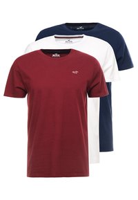 Icon Crew T-Shirt 3-Pack - Print T-shirt - white/burgundy/navy