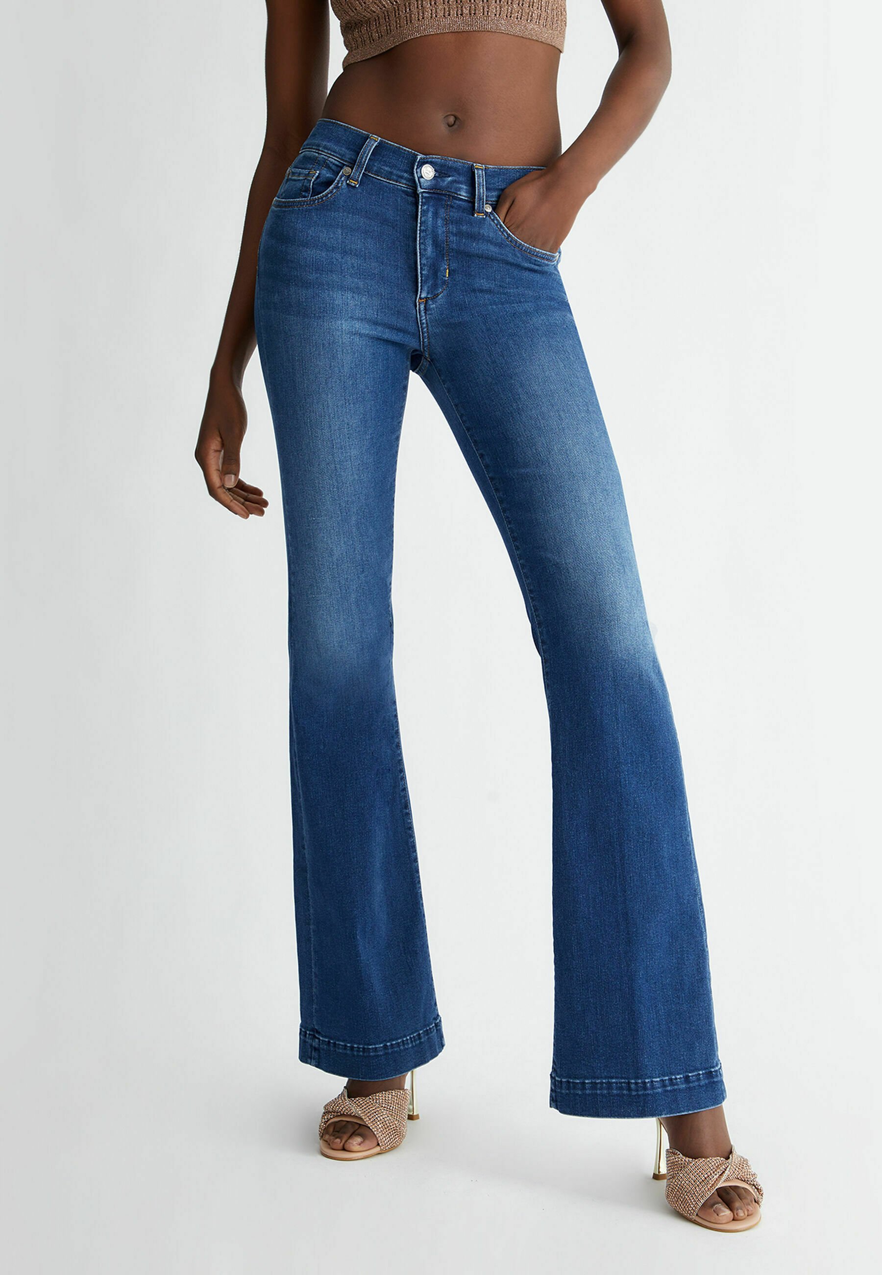 Mini-jupe En Jean Floqué Chocolat | Denim | PLT FR