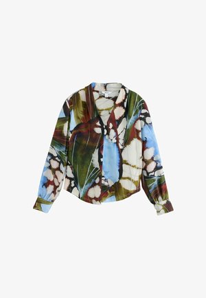 Next, REGULAR FIT - LONG SLEEVE V-NECK BLOUSE . - Bluse - blue animal print