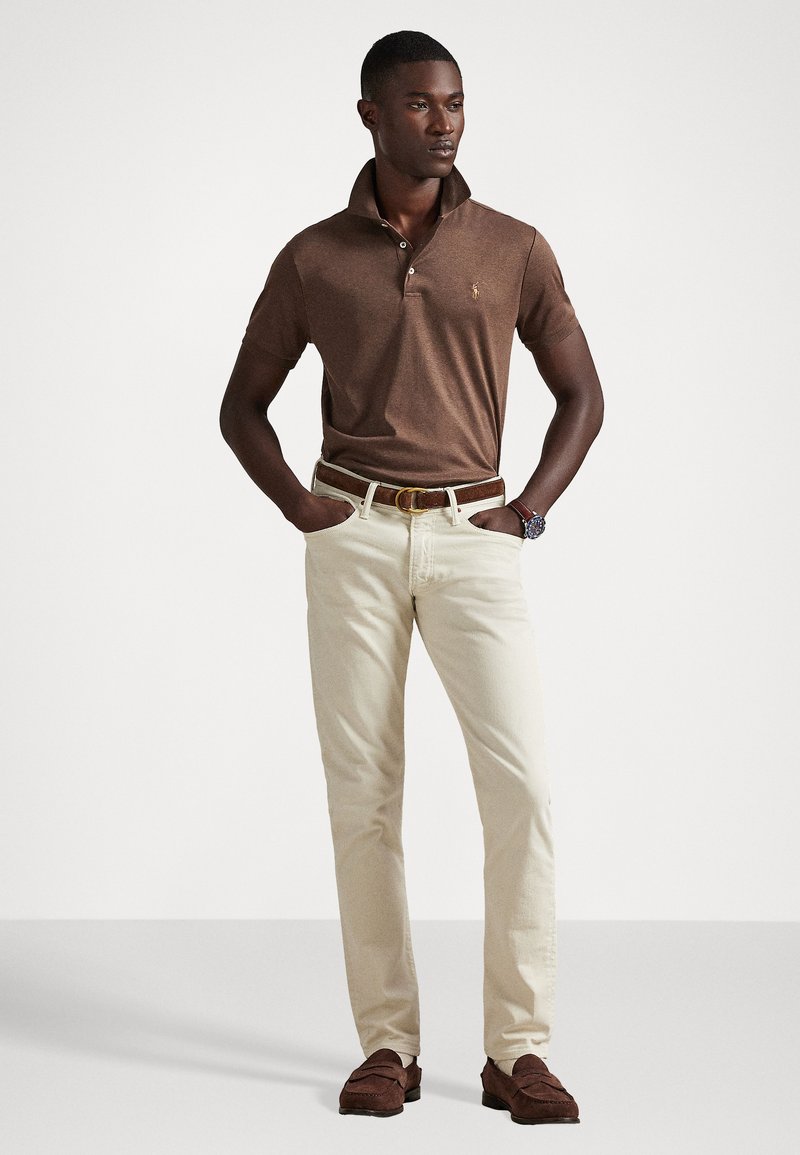 Black Blue Pants Brown Polo Shirt Polo Tan Shoes Wearing Vs Styling: Fall  Work Outfit Ideas