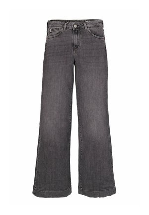 Wijde jeans in donkergrijze denim. Heeft een klassieke vijf-pocketontwerp en een recht gesneden zoom. Stevige stof met subtiele stikdetails.