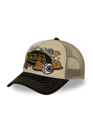Von Dutch, CASQUETTE TRUCKER FILET AVEC PATCH ET PRINT PATCHES19 - Casquette - beige