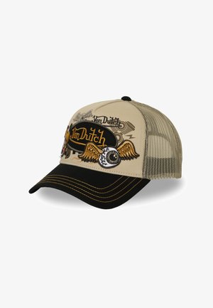 Von Dutch, CASQUETTE TRUCKER FILET AVEC PATCH ET PRINT PATCHES19 - Casquette - beige