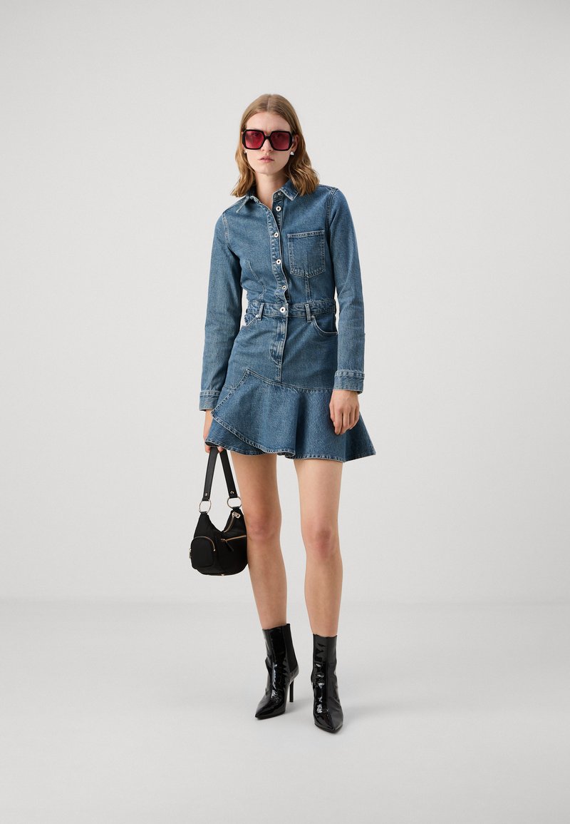Karl Lagerfeld Jeans RUFFLED HEM DRESS - Denim dress - tinted light  blue/blue - Zalando.co.uk